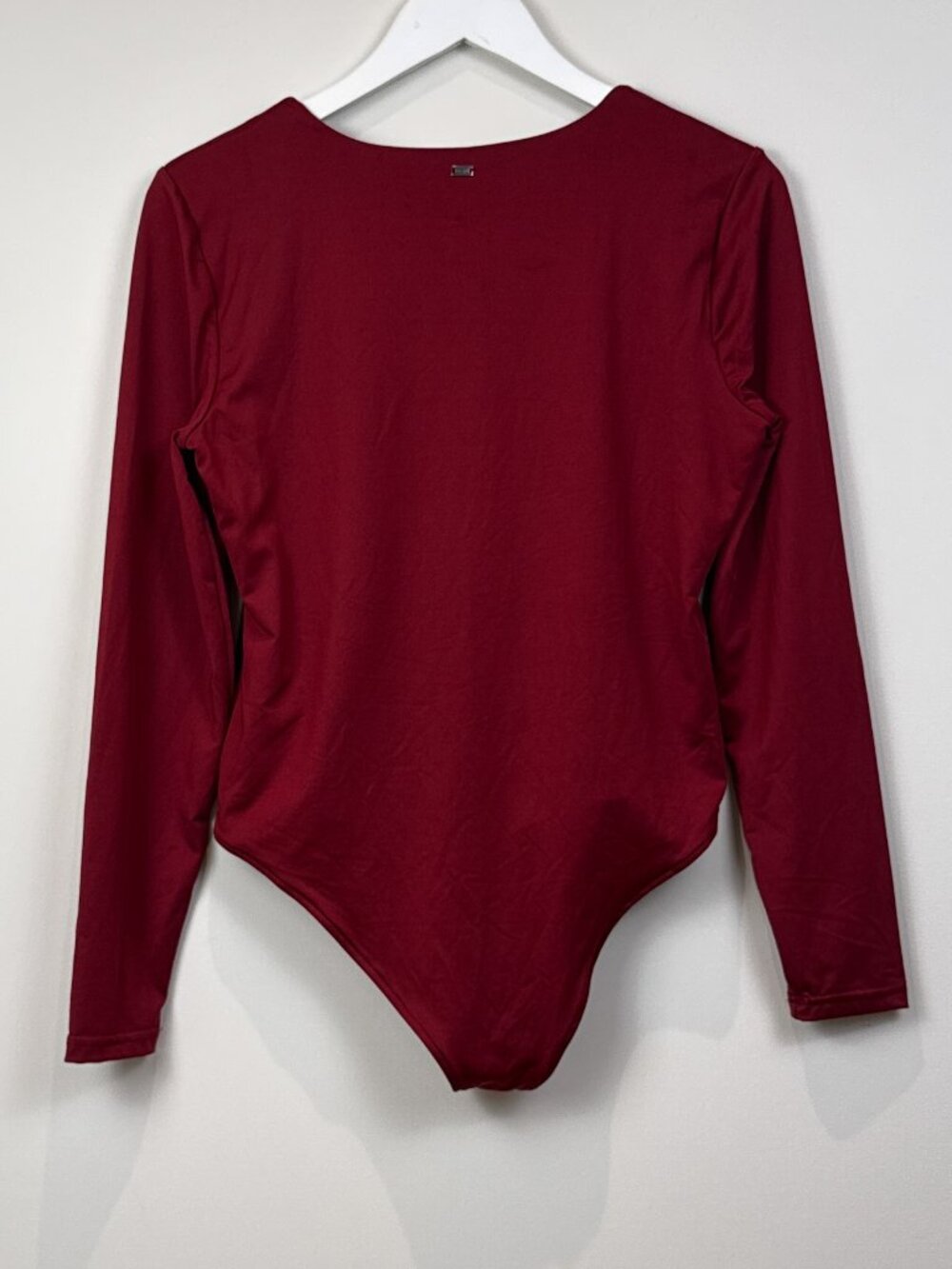 Mexx Womens Large L Burgundy Red Long Sleeve Bodysuit Scoop Neck Stretch Top